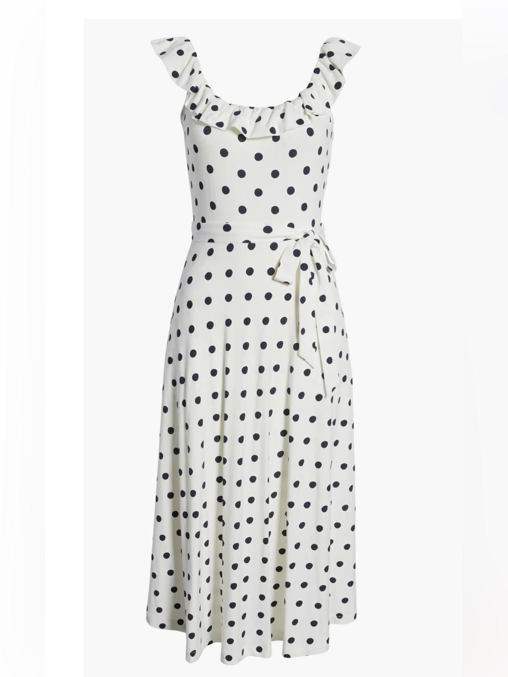 $ 138 NWT Boden  Ruffle Polka Dot Ruffle Midi Dress Ivory Black New Size 14 - Picture 3 of 10